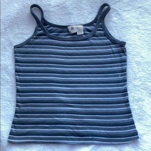 gray striped tank top, size large